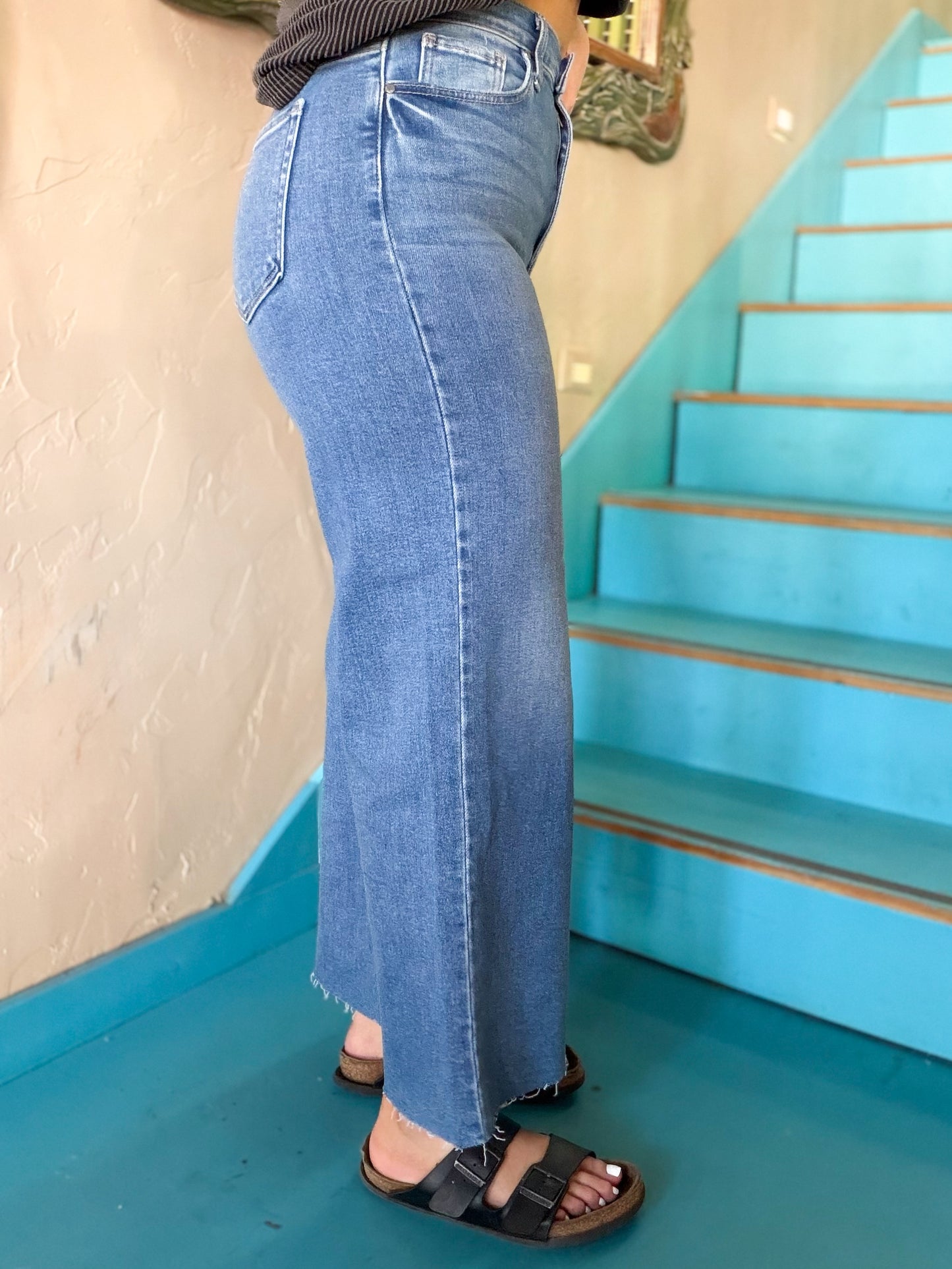 Pants - Just Black Denim Scissor Cut Wide Leg