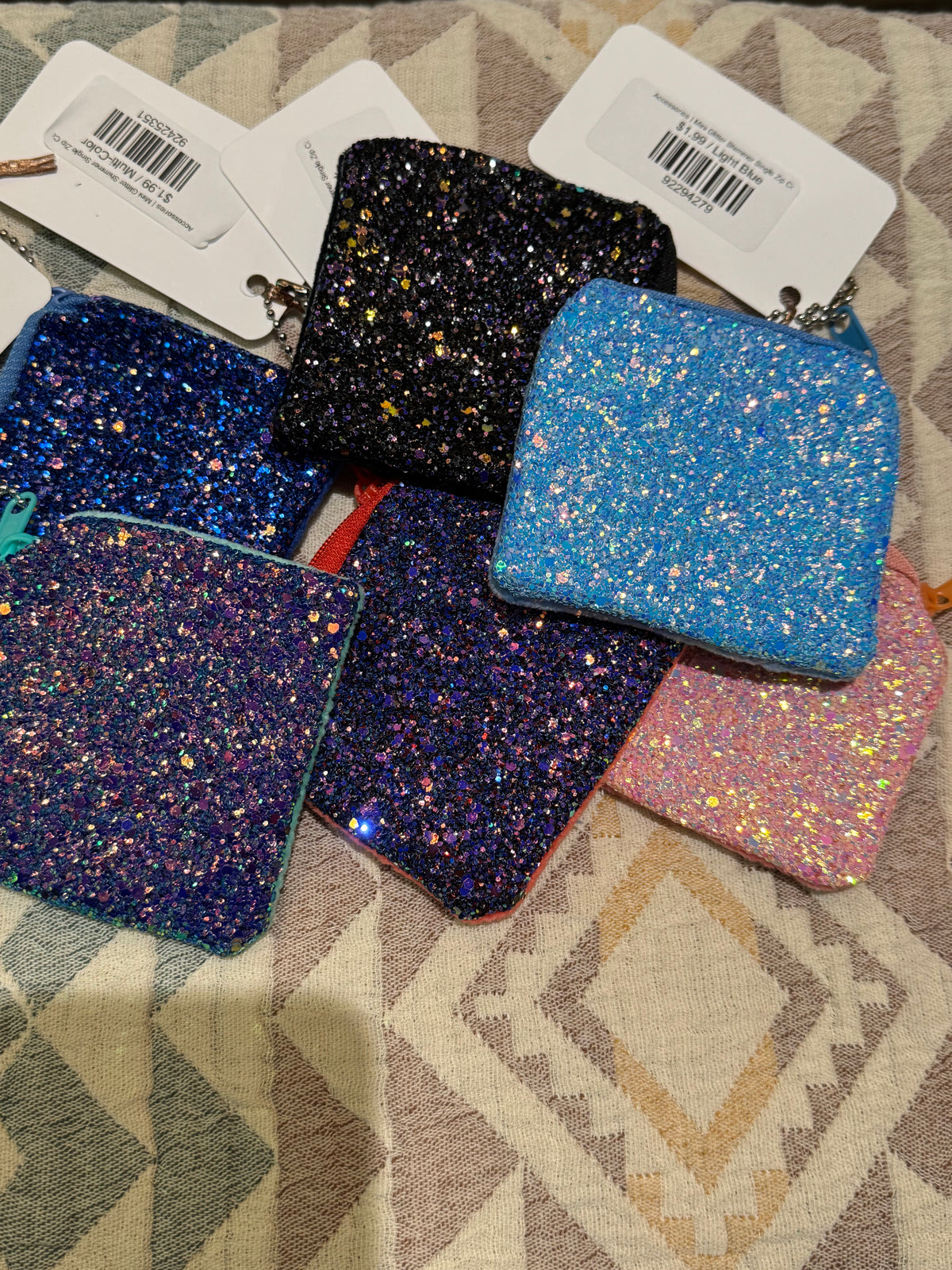 Accessories | Mini Glitter Shimmer Single Zip Coin Pouch Bag