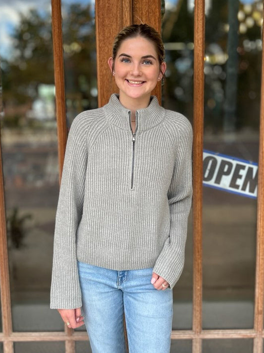 Tops | Sweater Half-Zip Heather Gray