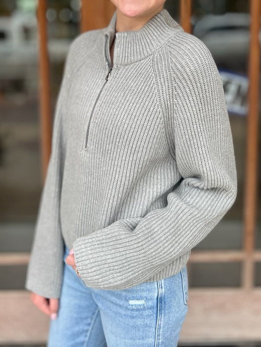 Tops | Sweater Half-Zip Heather Gray