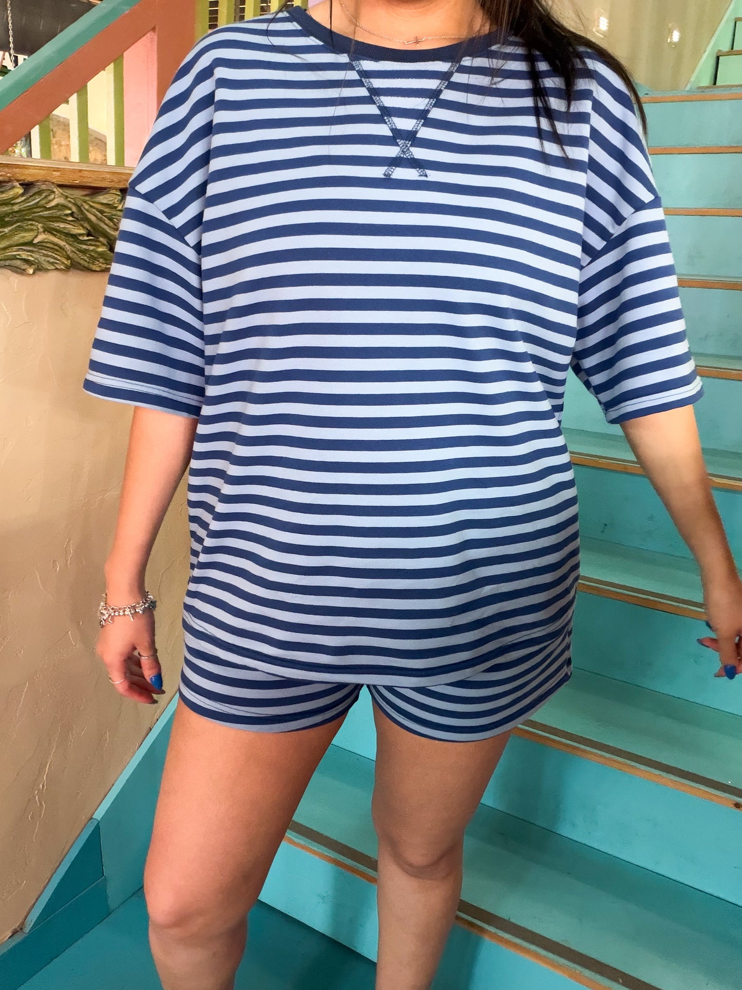 Short Set - Blue Striped