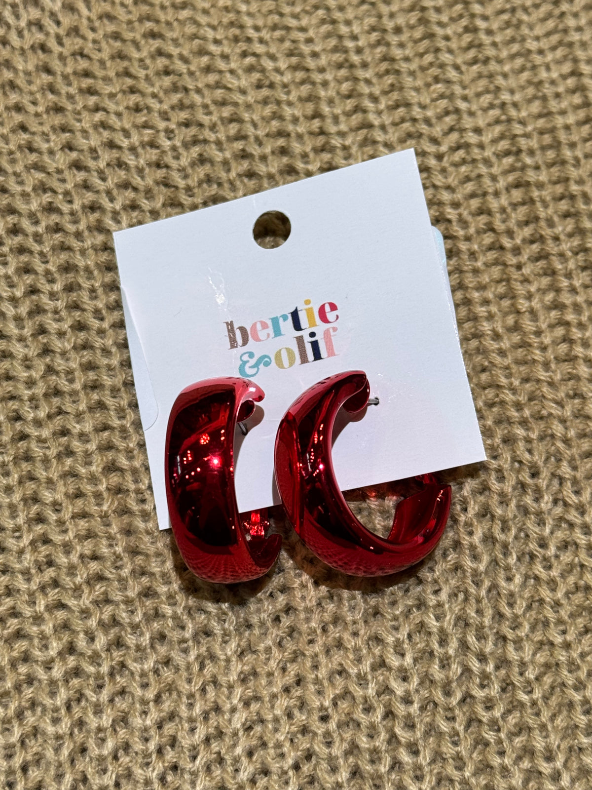 Earrings | Red Metallic Hoop Earrings