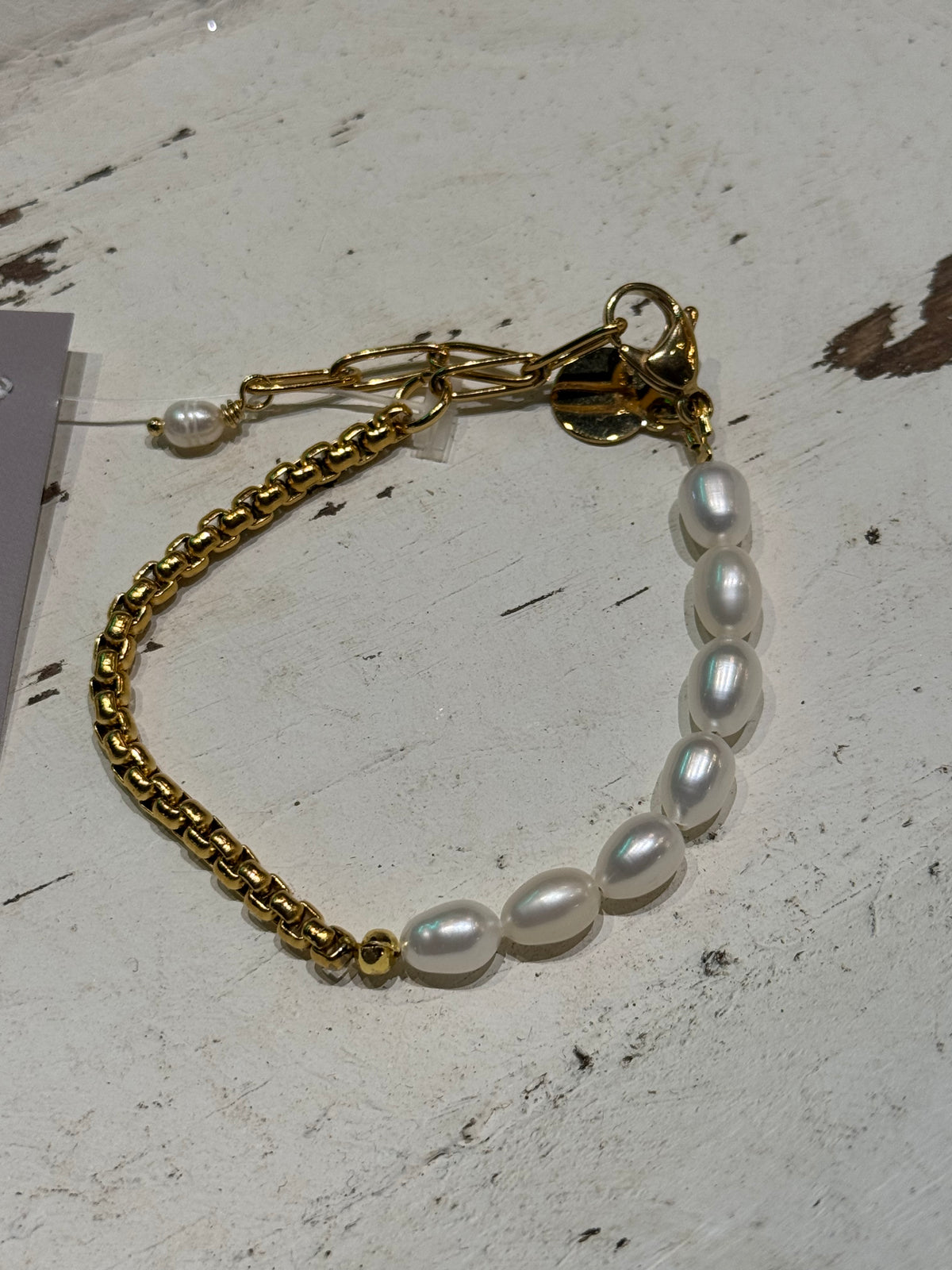 Bracelets | Half Pearl Half Chain Bracelet Adjustable