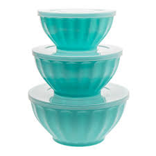 Kitchen | Set of 3 Mixing Bowls - Teal