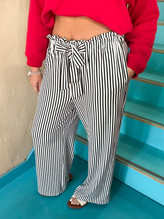 Trousers - Tied Straight High Waist