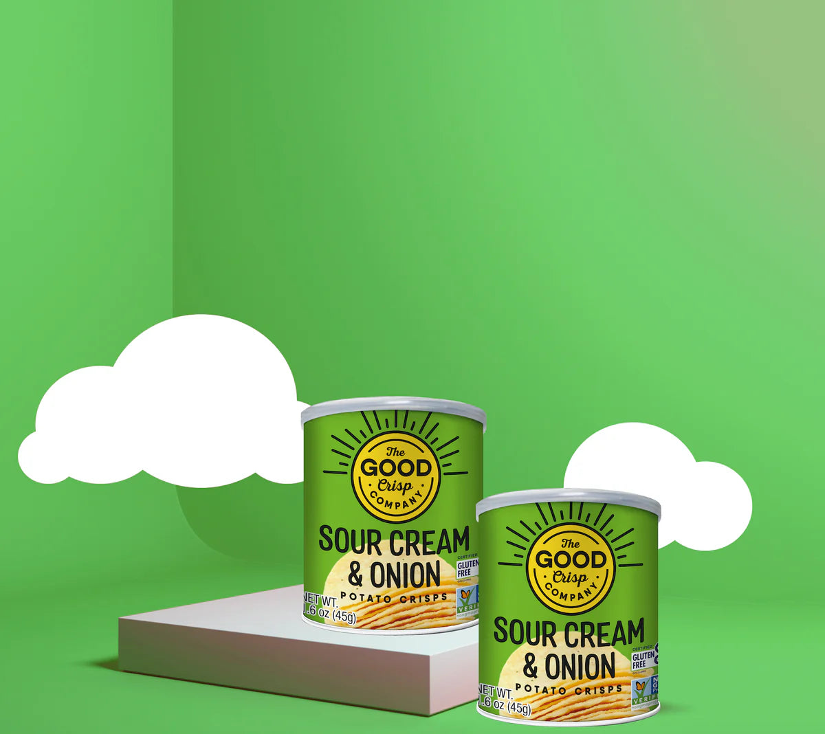 Pantry | The Good Crisp Co Mini Can Chips Sour Cream/Onion Plain