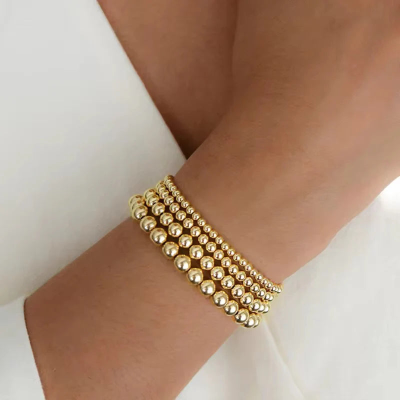 Bracelet | Gold Waterproof Stainless Steel Beaded Bracelets