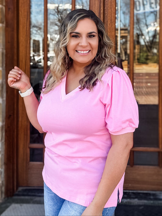 Bubble Gum V-Neck Blouse