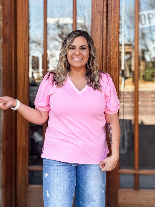 Bubble Gum V-Neck Blouse