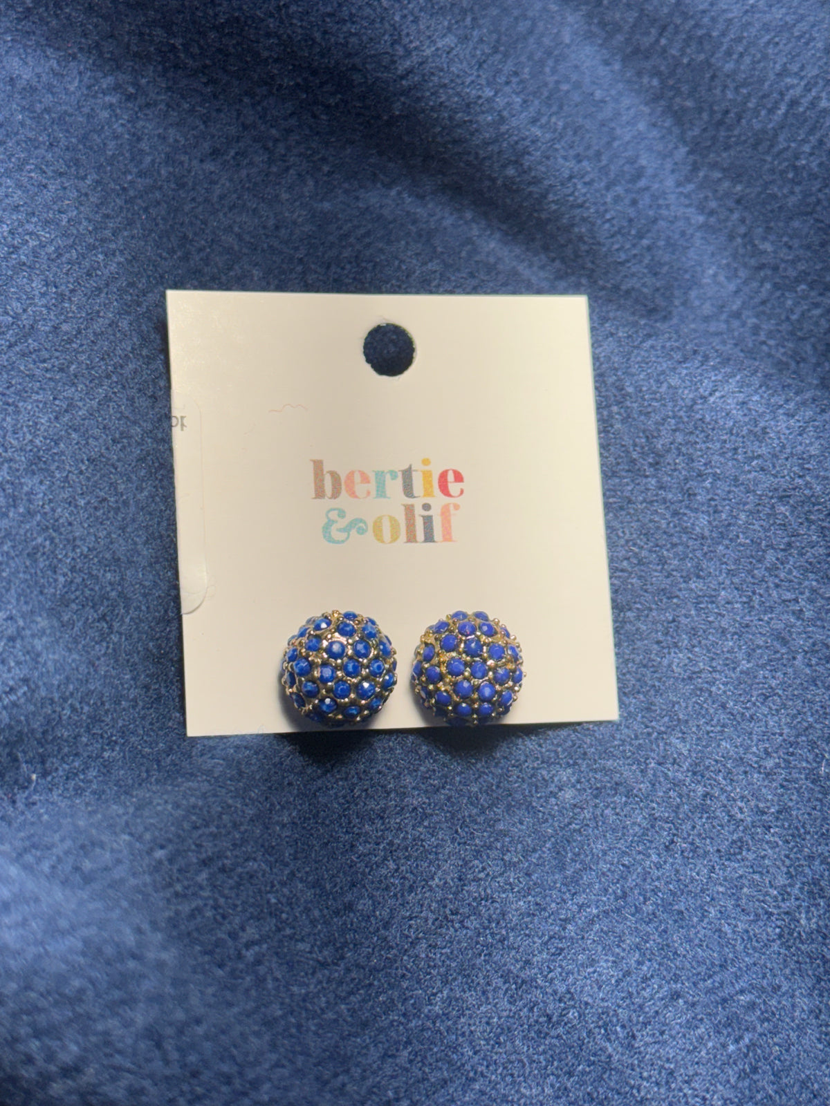 Earrings | Blue Gem Studded Gold Studs