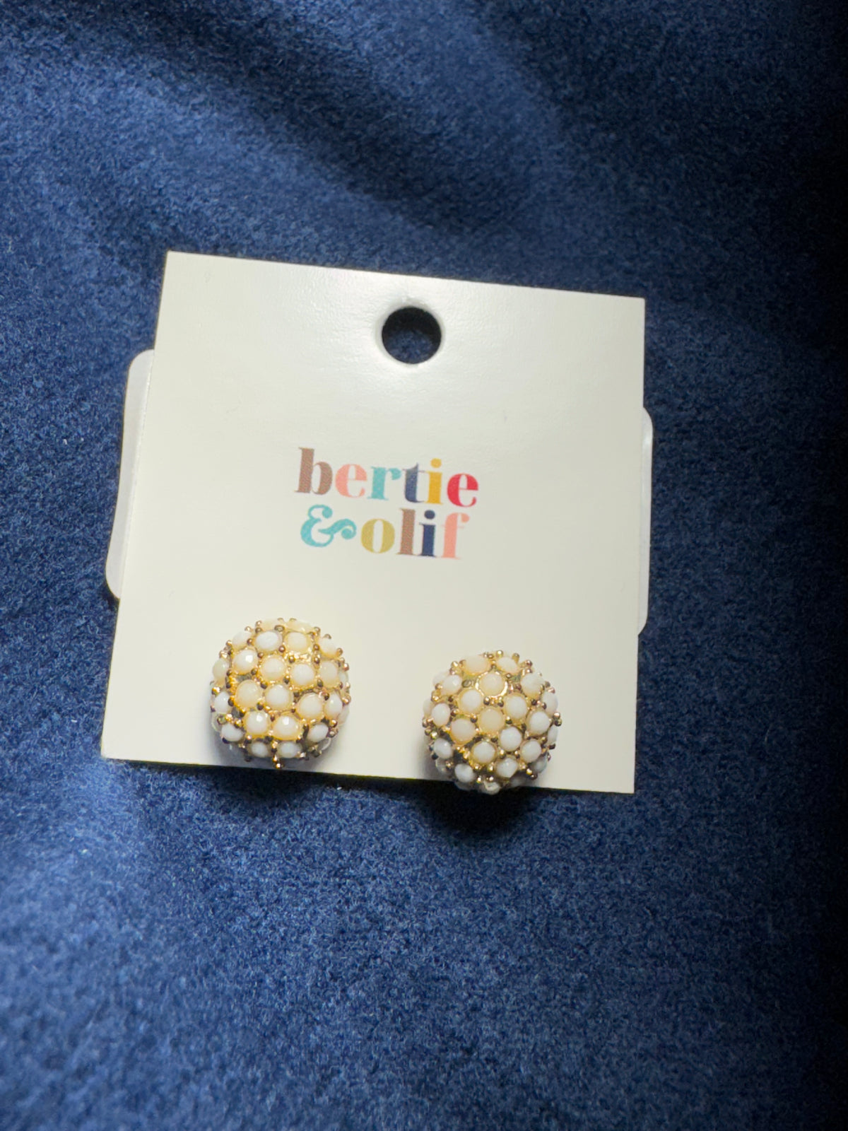 Earrings | Gold White Gem Studded Studs