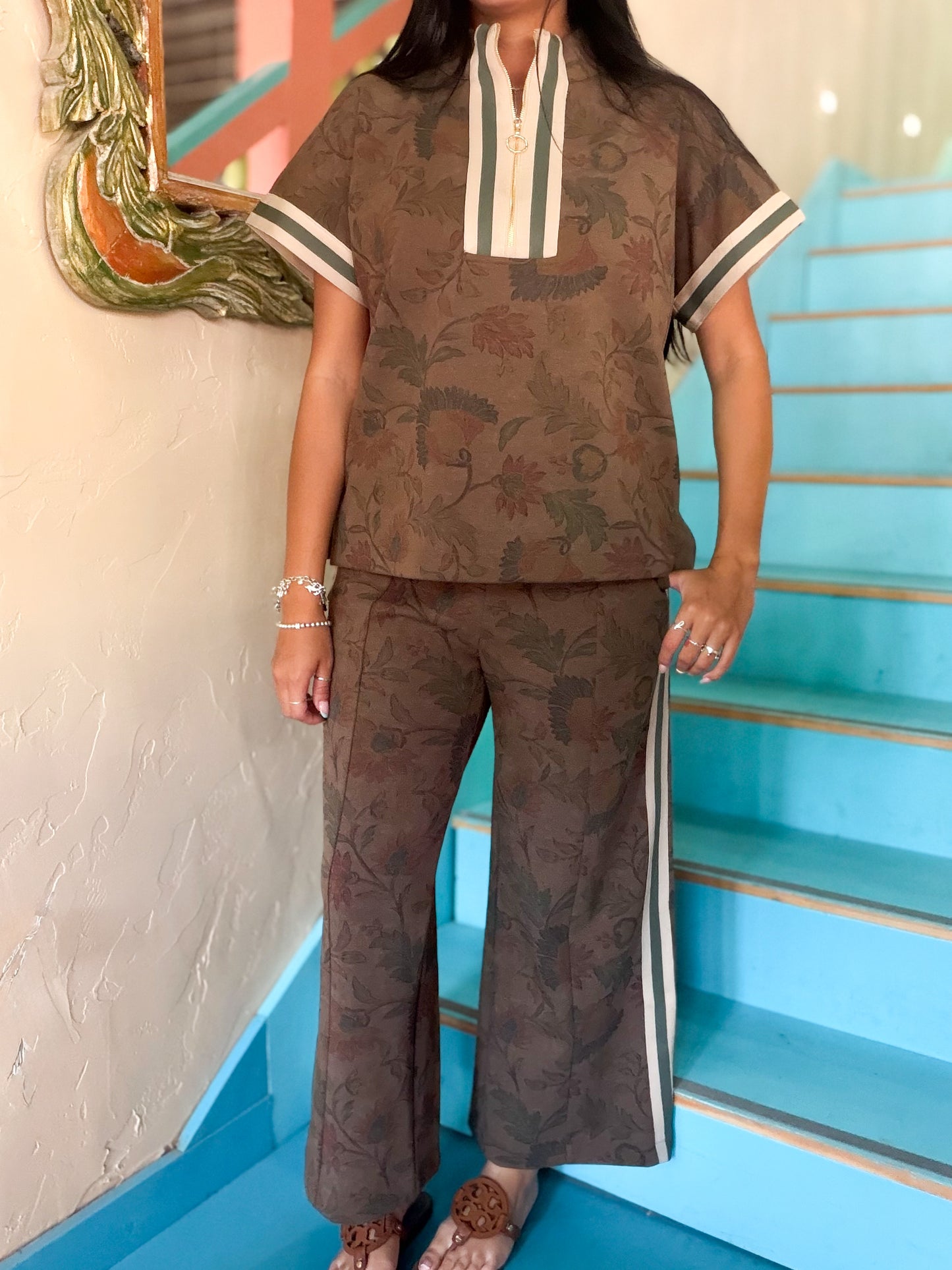 Set - Jodifl Mocha Bloom Quarter Zip