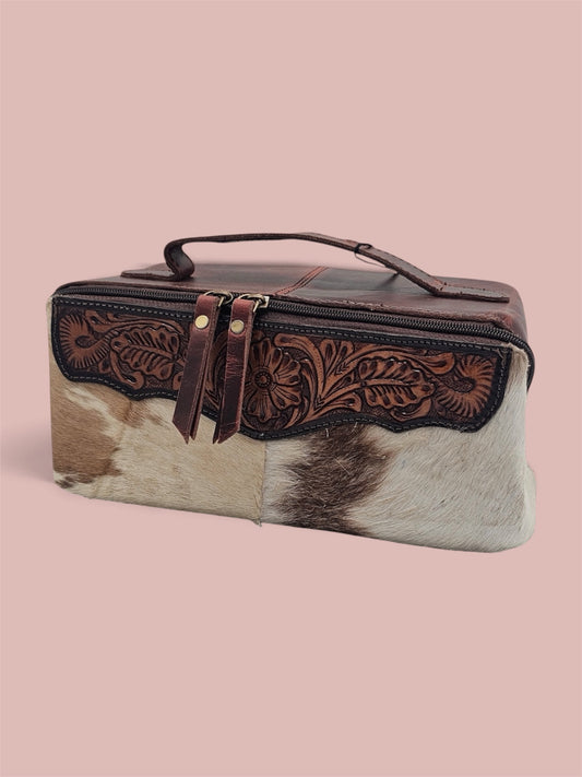 Toiletry Bag - Western Tooled Cowhide