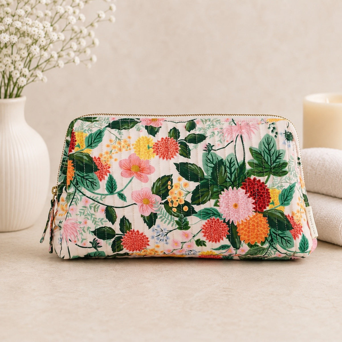 Cosmetic Pouch - Dahlia Quilted Large