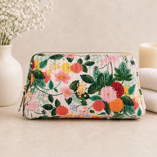 Cosmetic Pouch - Dahlia Quilted Large