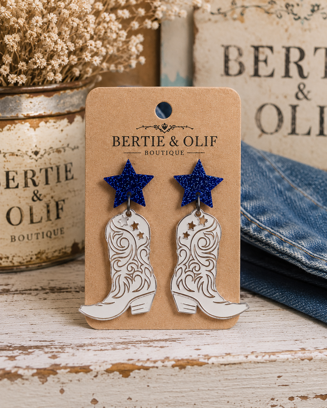 Earrings - Acrylic Cowgirl Boots