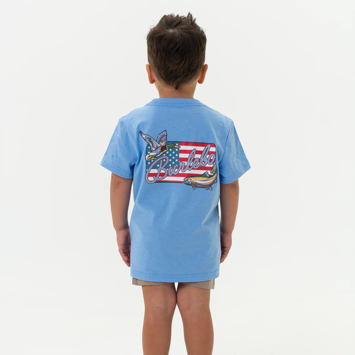 Boys | Burlebo Tee Youth  Periwinkle Blue With Flag
