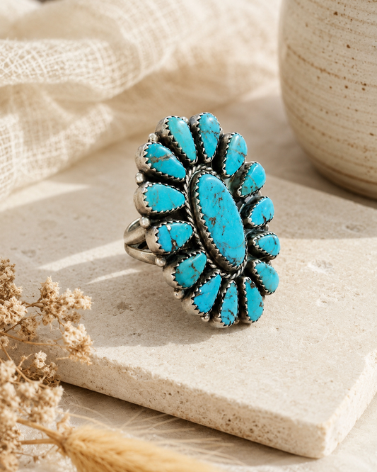 Ring - Turquoise Cluster Statement