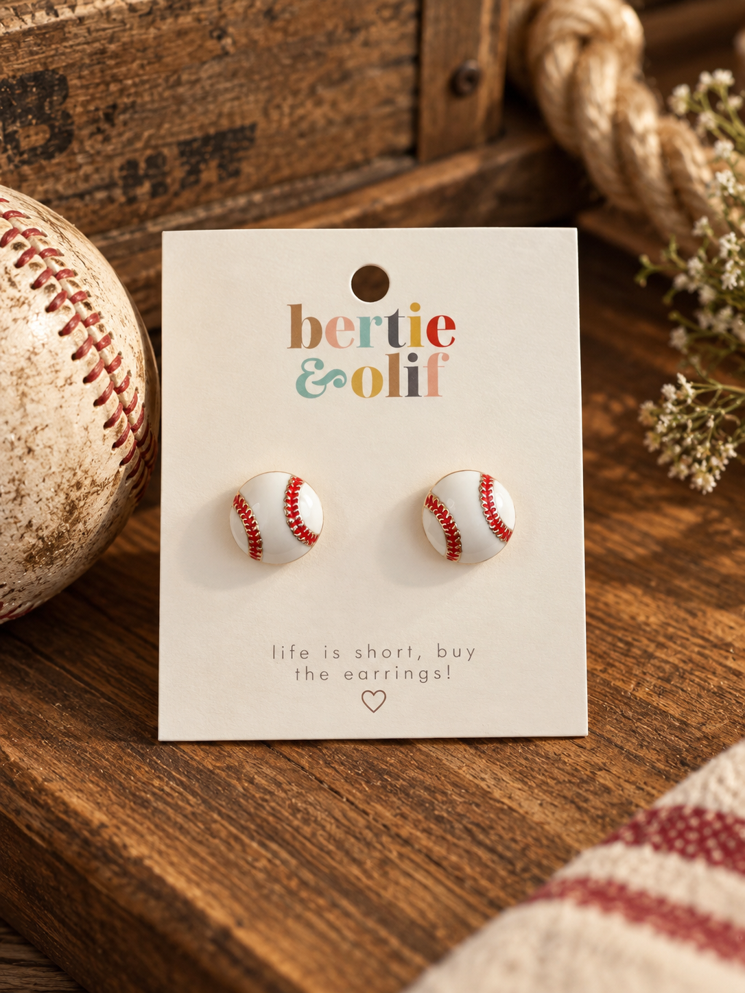 Earrings - Baseball Enamel Stud