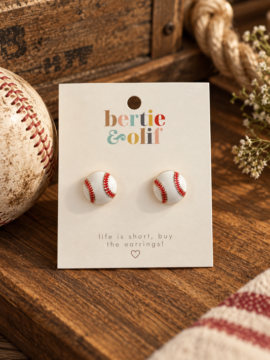 Earrings - Baseball Enamel Stud