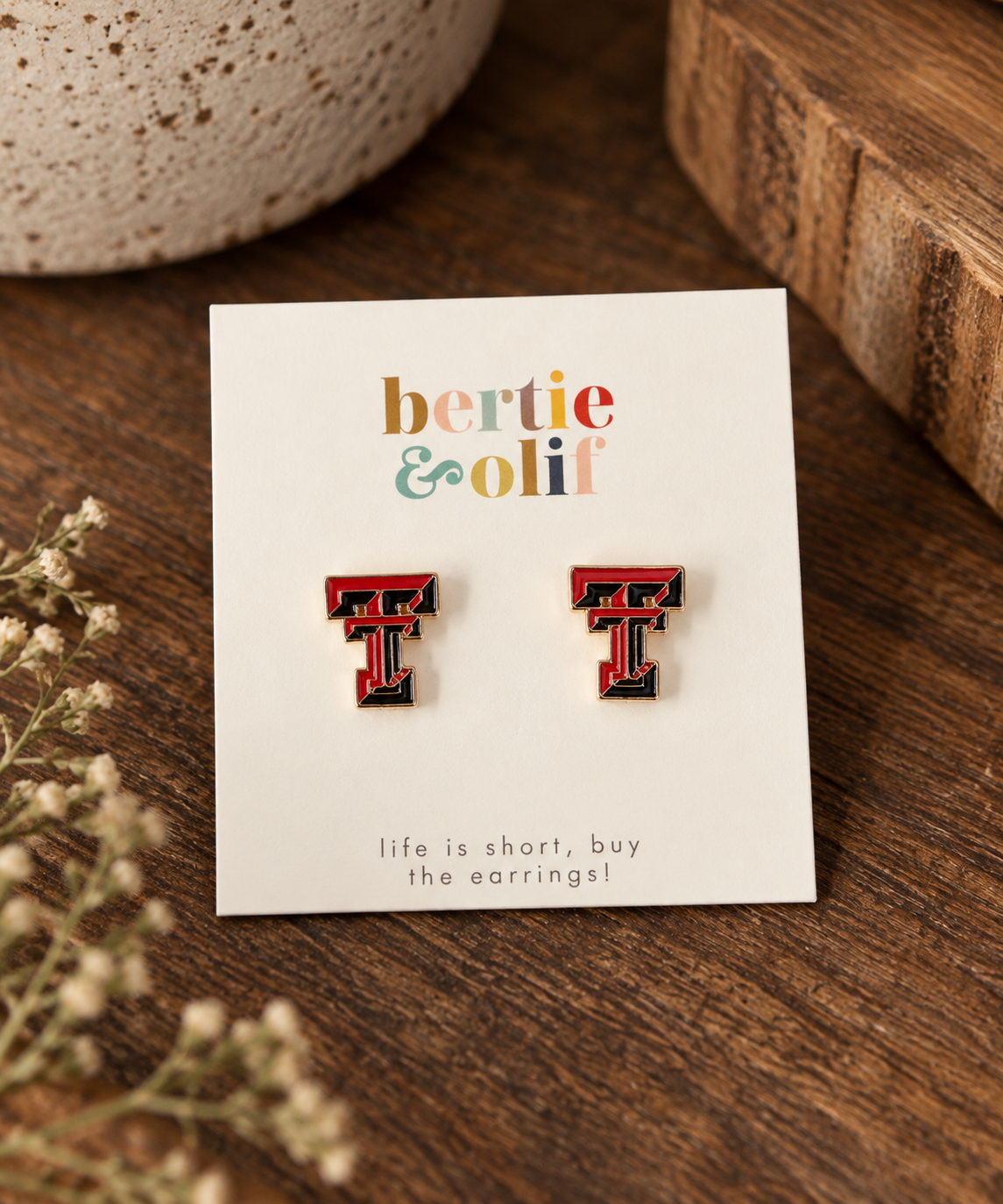 Stud Earrings - Texas Tech Enamel Logo