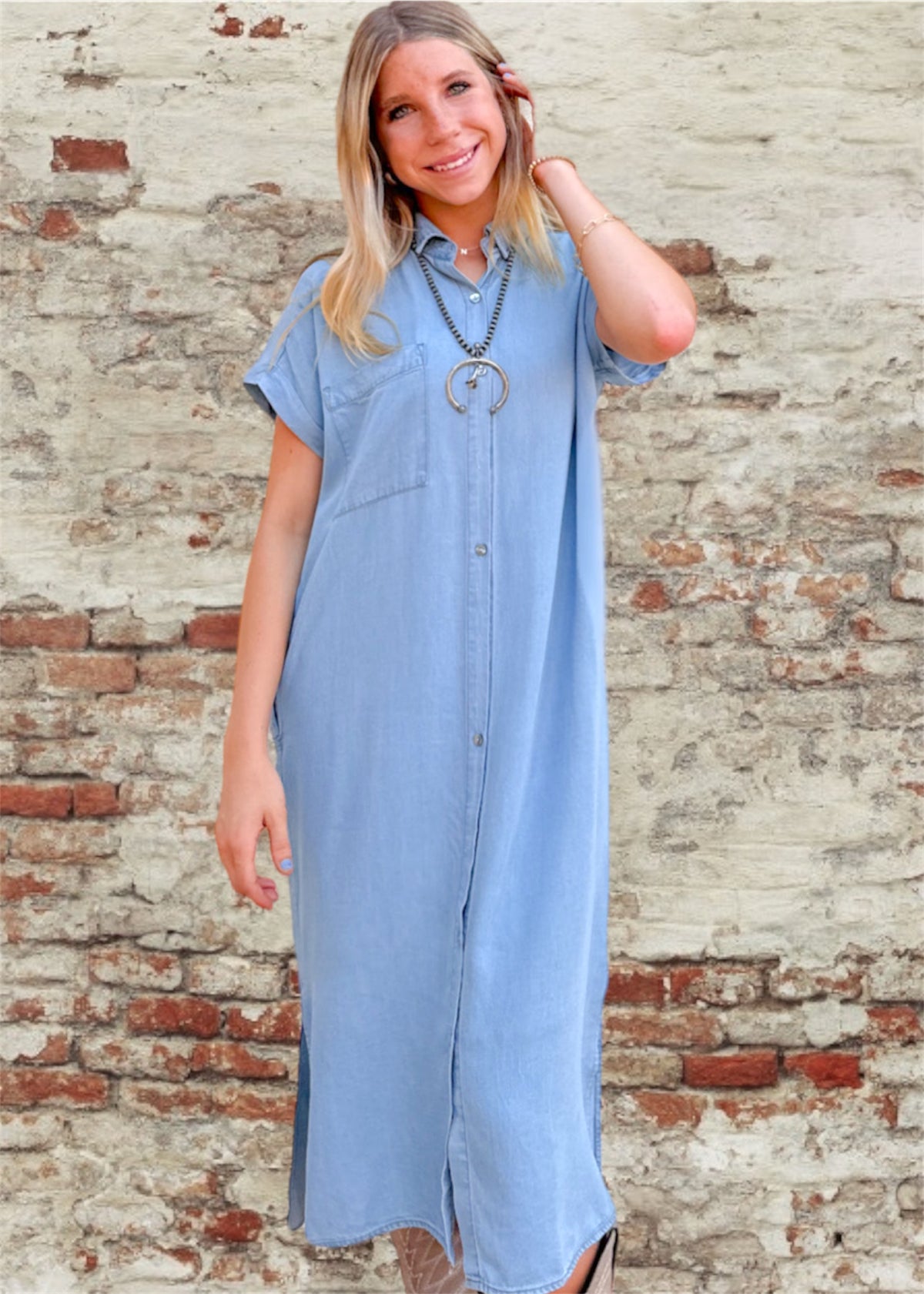 Dress | Denim Short Sleeve Dress