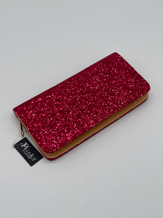 Wallet | Red Sparkle Glitter Single Zip