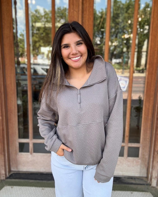 Tops | Quarter Zip Quilted Driftwood