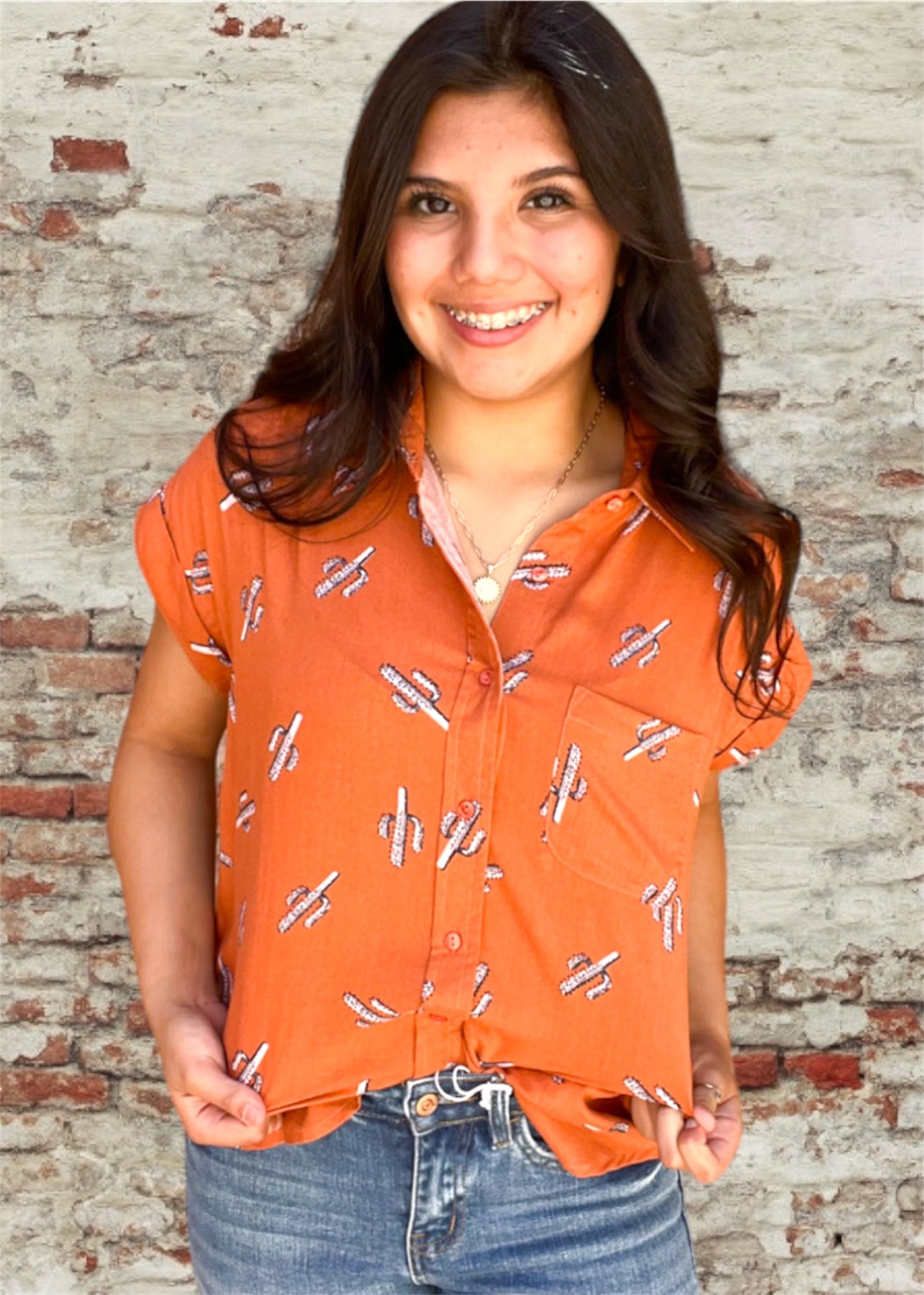 Top | Cotton &amp; Rye Saguaro Sunset Button Up