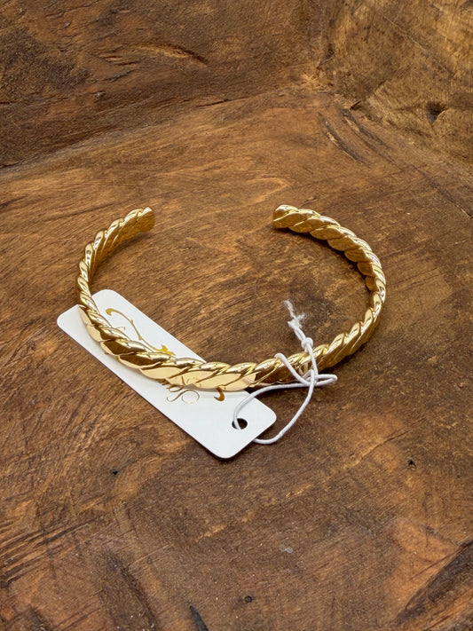 Jewelry | Bracelet Gold Twisted Flat Cuff