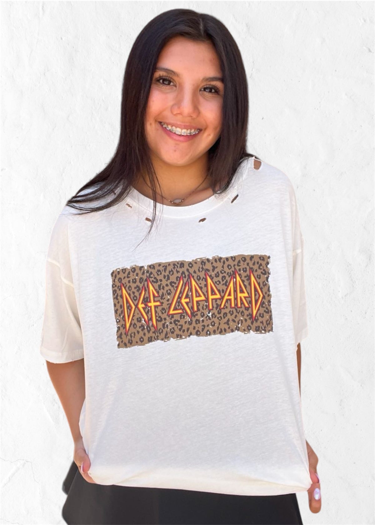 Graphic Tee | Def Leppard Leopard Print Oversized