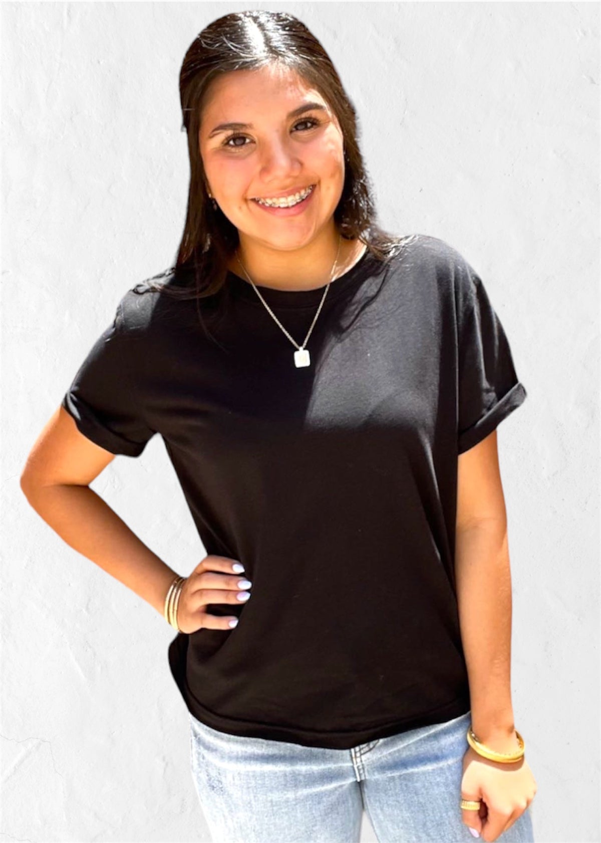 Top | Blouse Black Mali Baby Short Sleeve