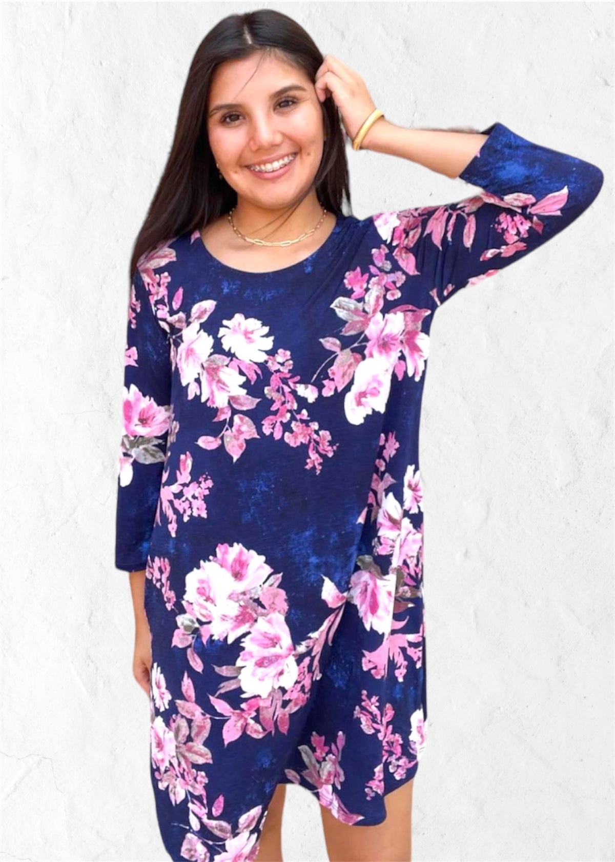 Dress | Dear Scarlett Navy Floral 3/4 Sleeve