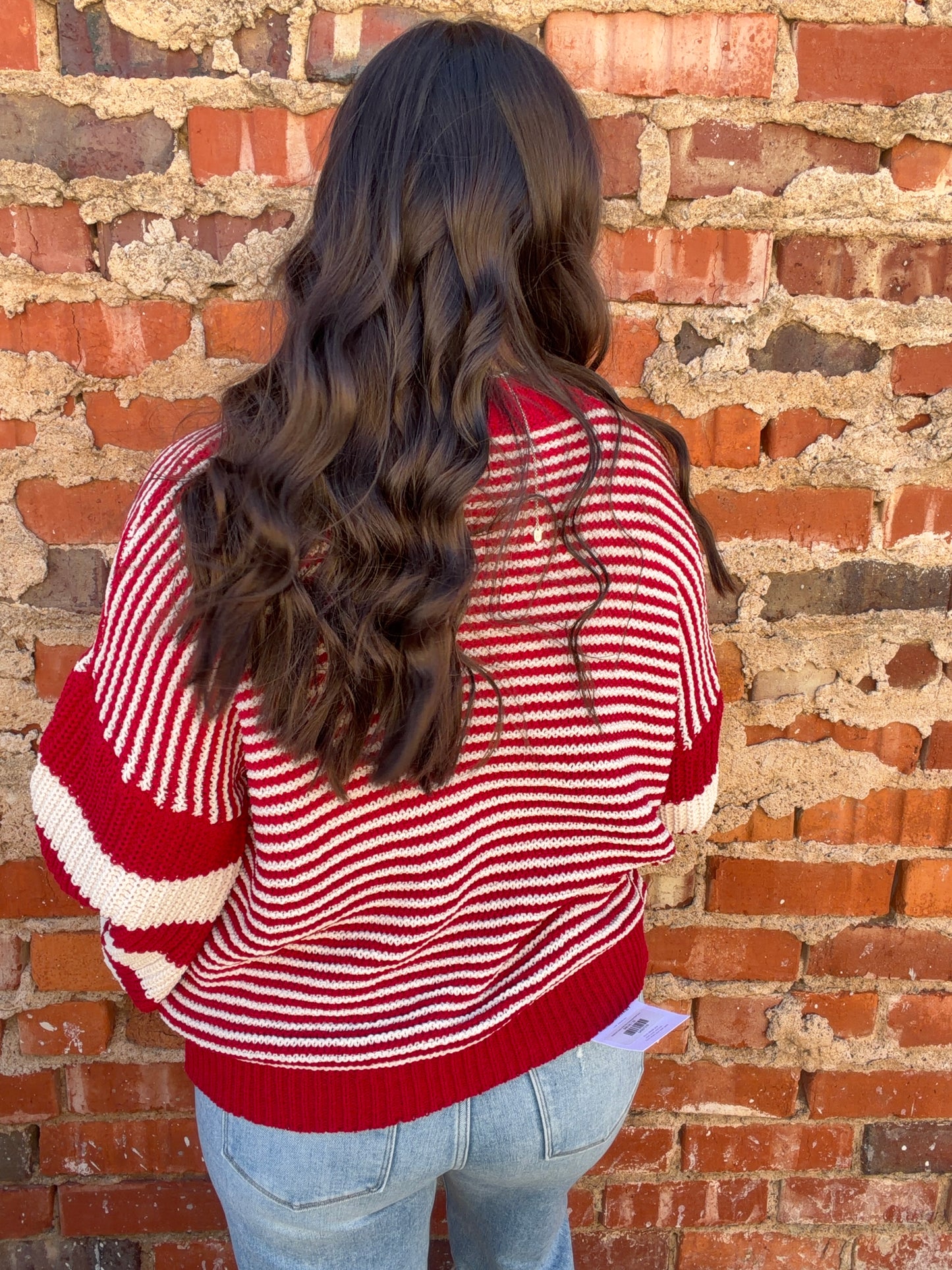 Tops | Sweater Red Multi Pattern Crochet