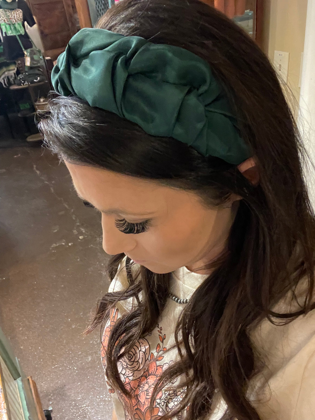 Ruched Green Headband