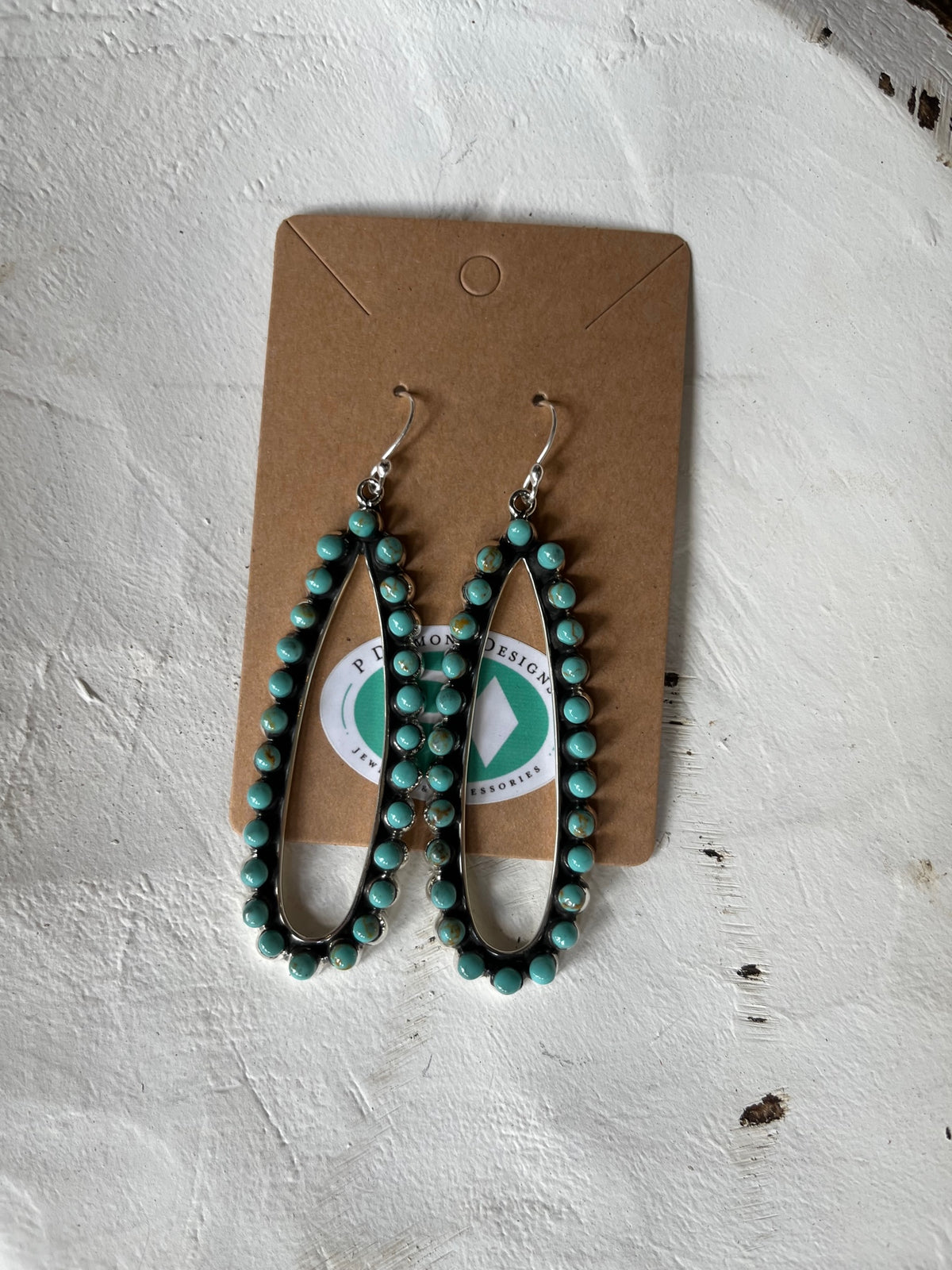 Turquoise | Authentic Sterling Silver &amp; Turquoise Stone Oval Hoop Earrings