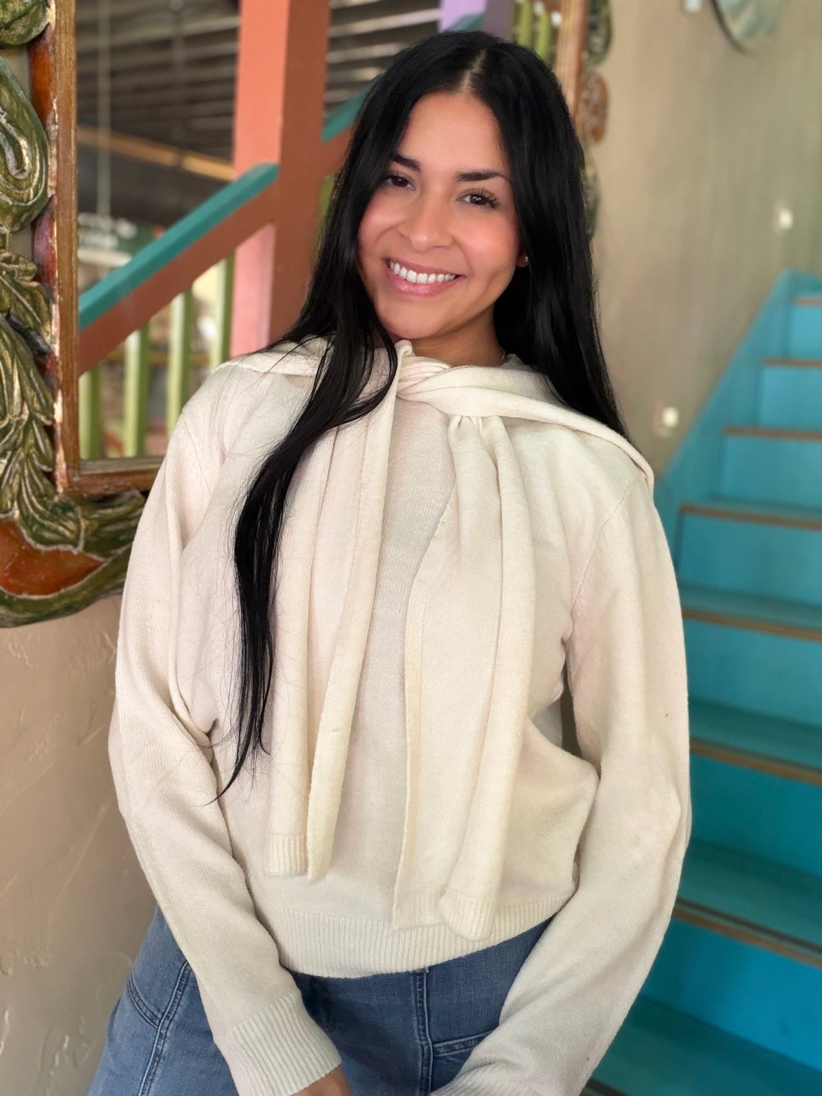 Sweater - Cream Layered Shoulder
