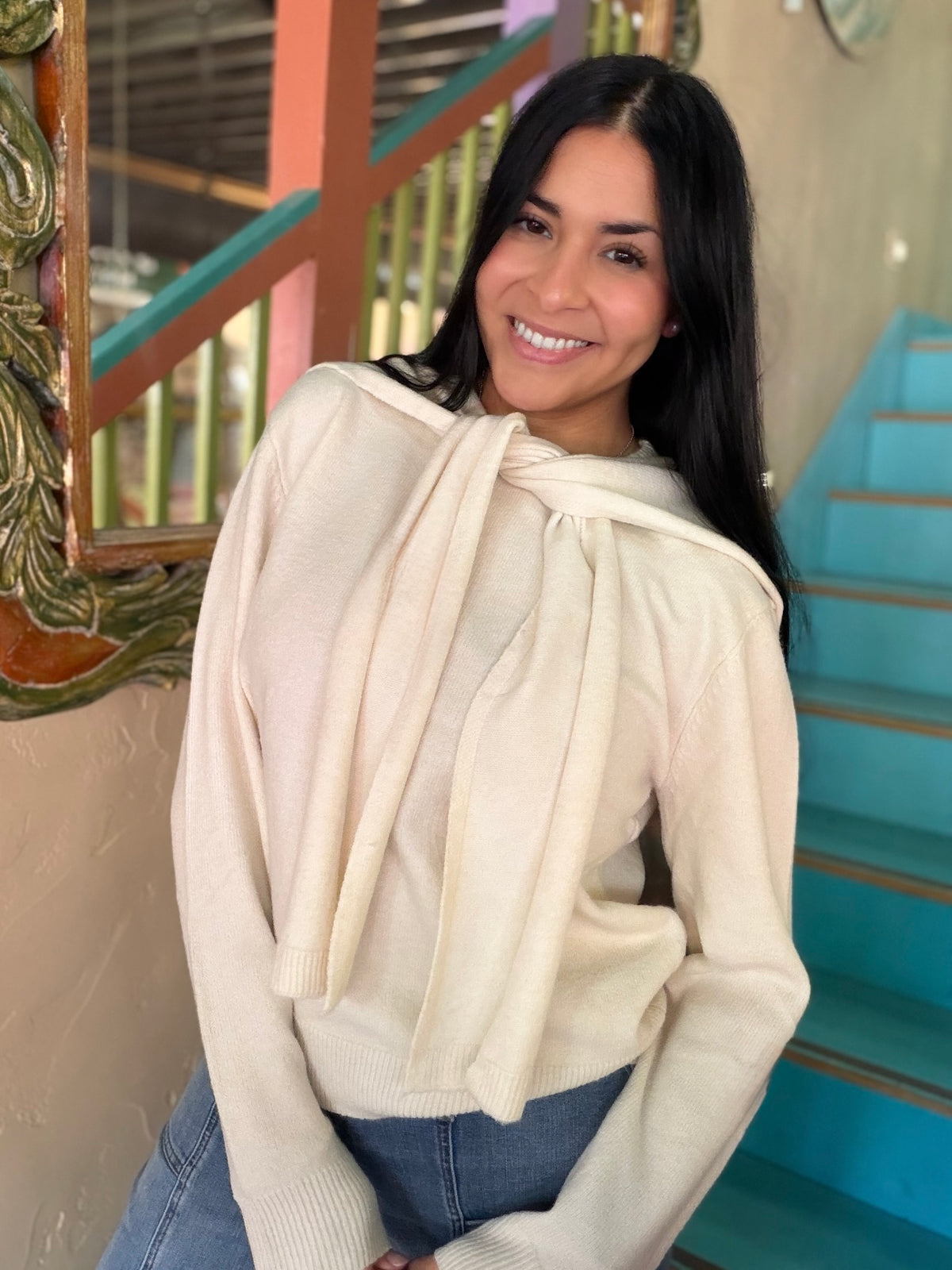 Sweater - Cream Layered Shoulder
