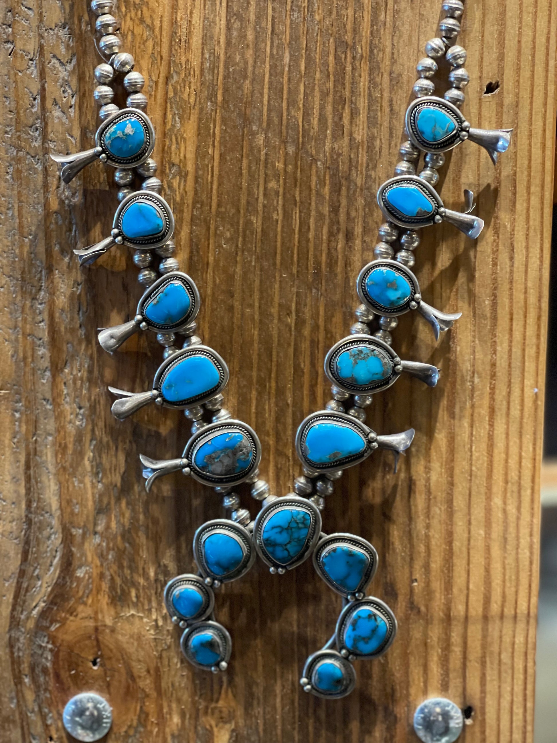 Turquoise Authentic Turquoise Gem Navajo Pearl Squash Blossom