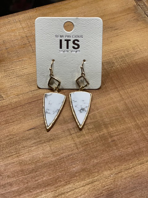 Earrings | Howlite White Arrow Dangle Drop Earrings