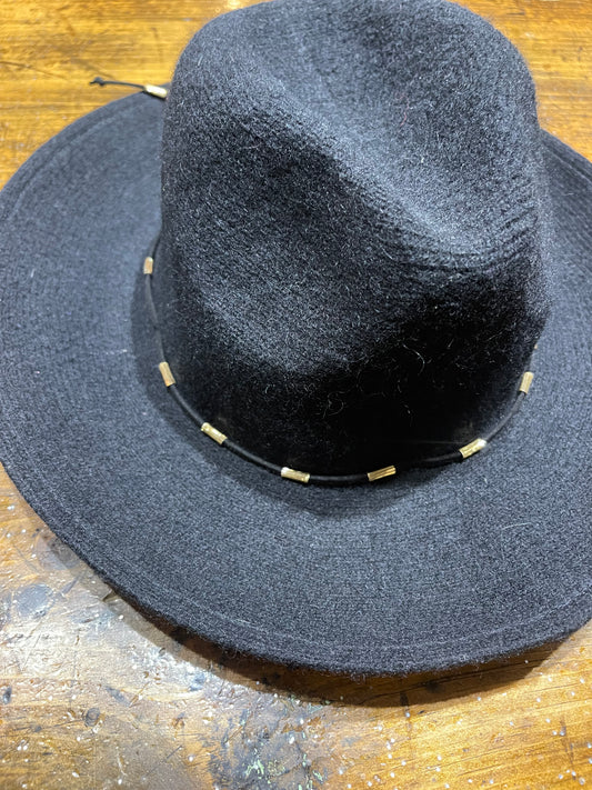 Panama Hat Floppy Style Black with Black & Gold band