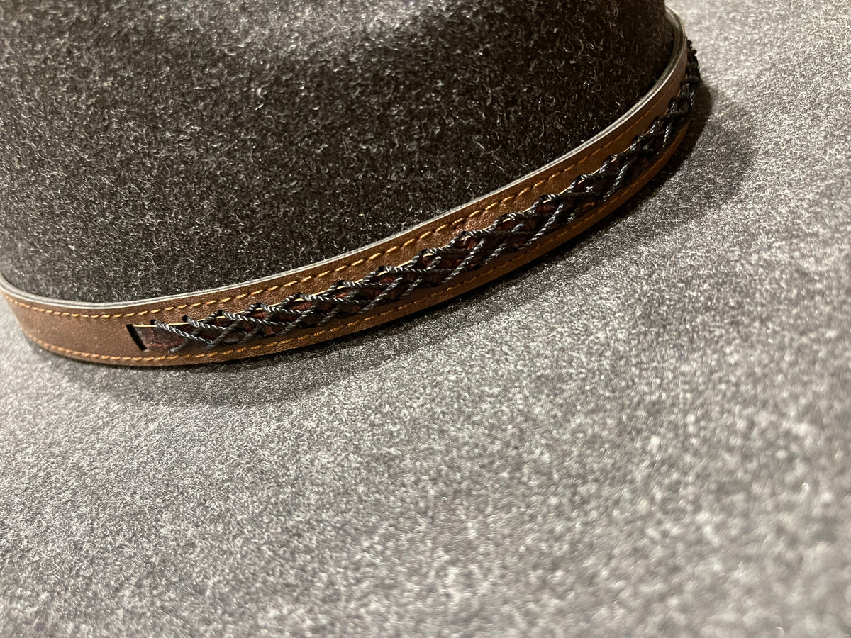 Fedora Heather Grey w/Brown Braided band