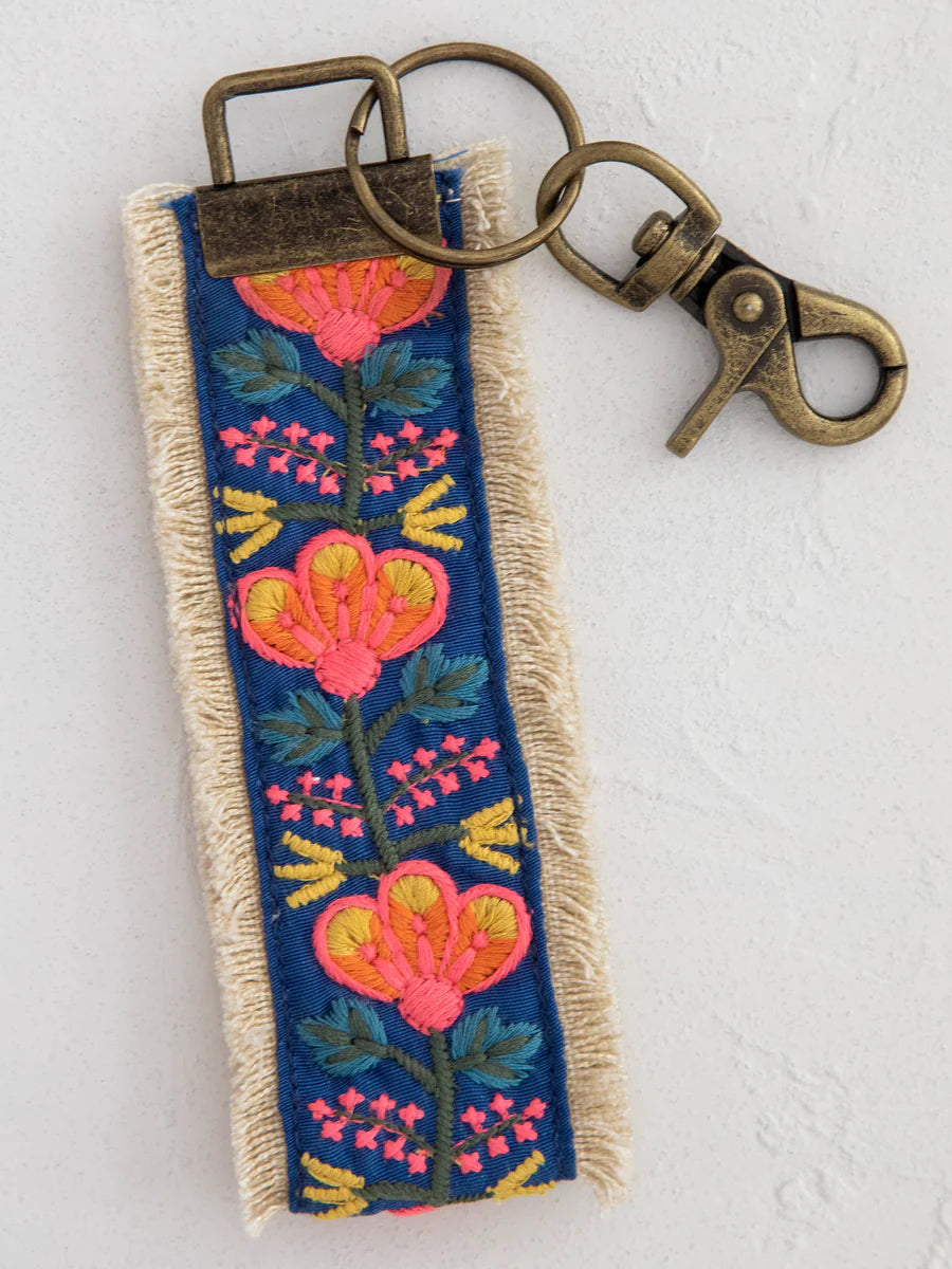 Keychains | Natural Life - Embroidered Key Fob Navy