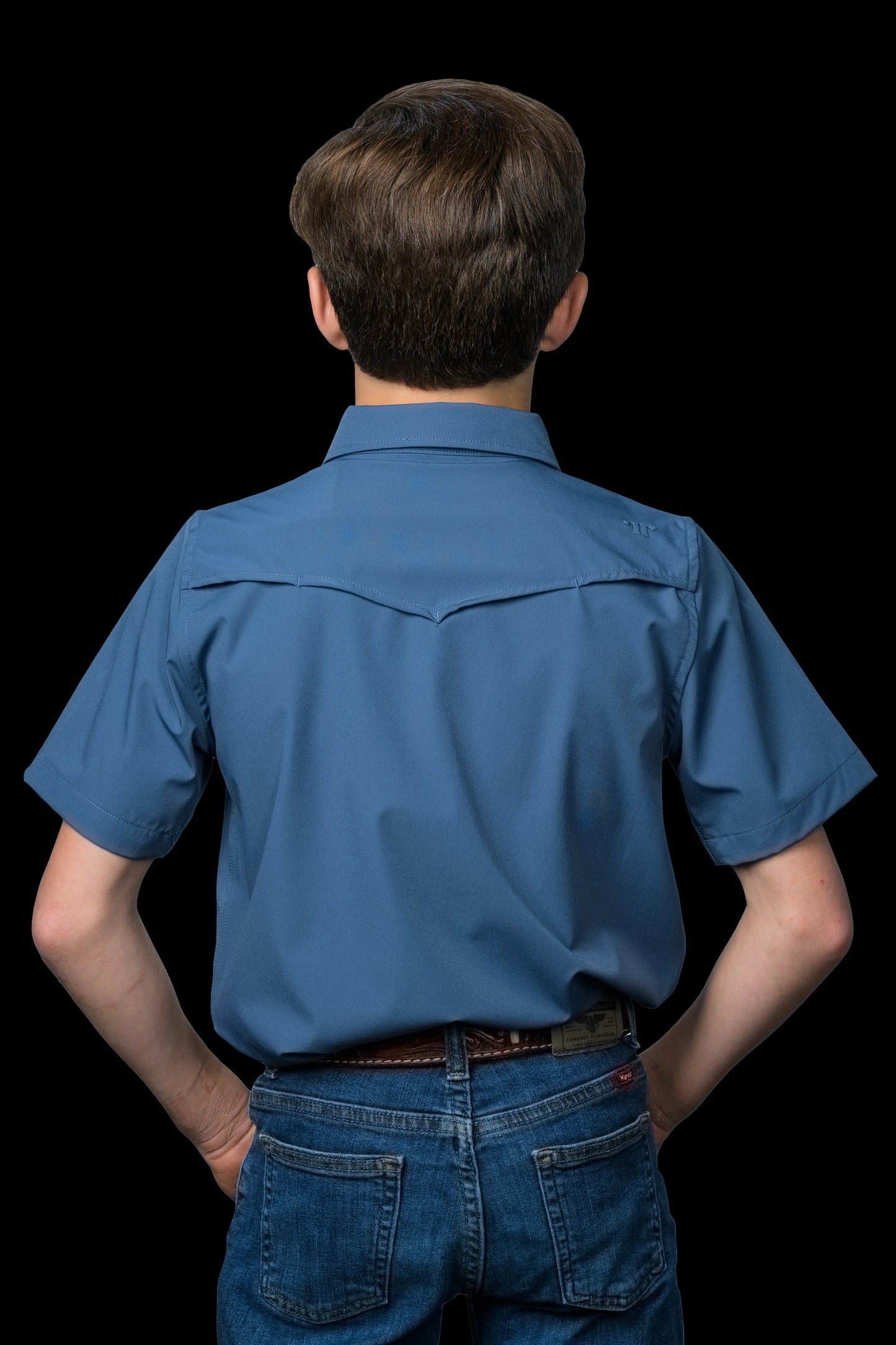 Shirt - Boys Blue Pearl Snap Short Sleeve