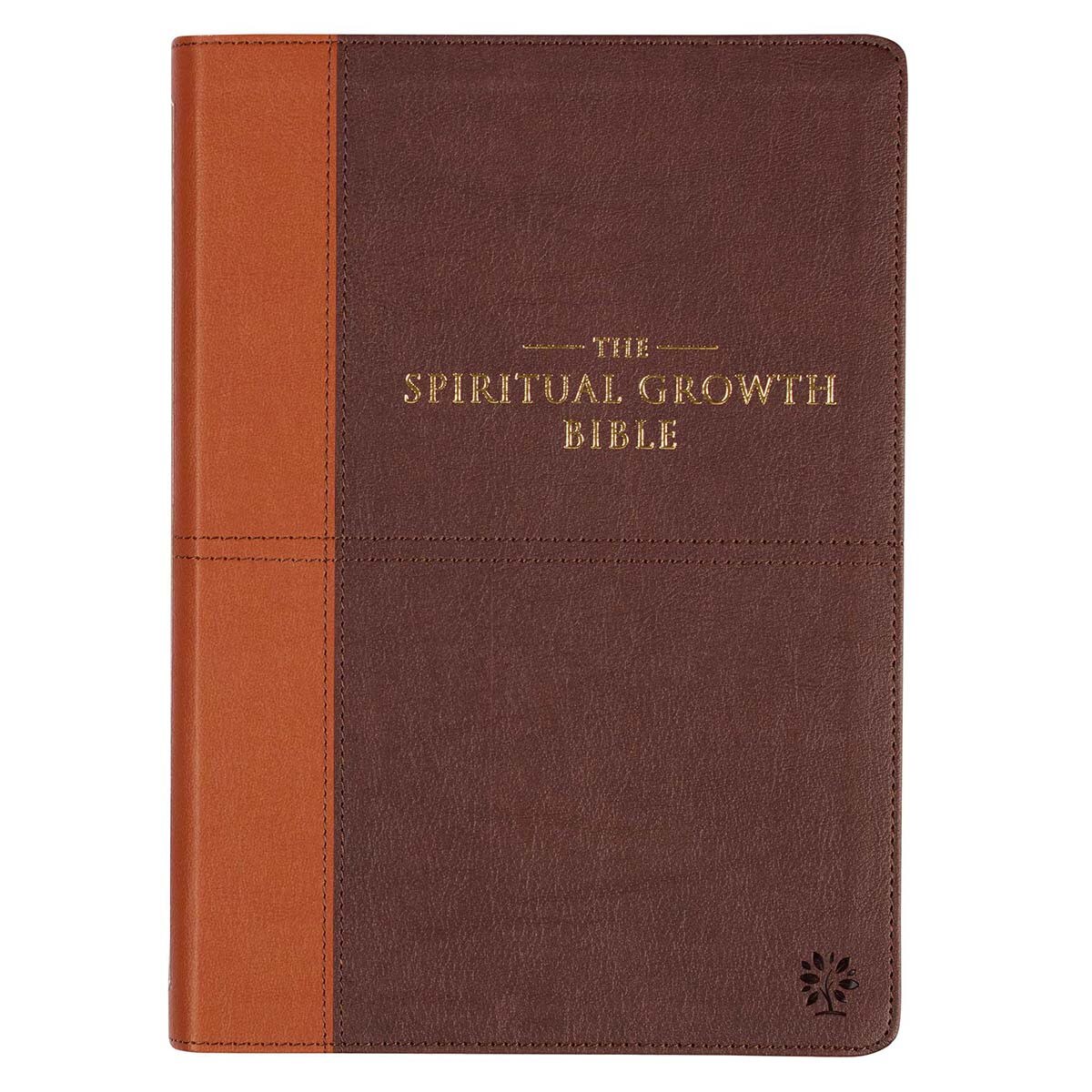 NLT Spiritual Growth Bible Two-tone Espresso and Toffee Brown Faux Leather