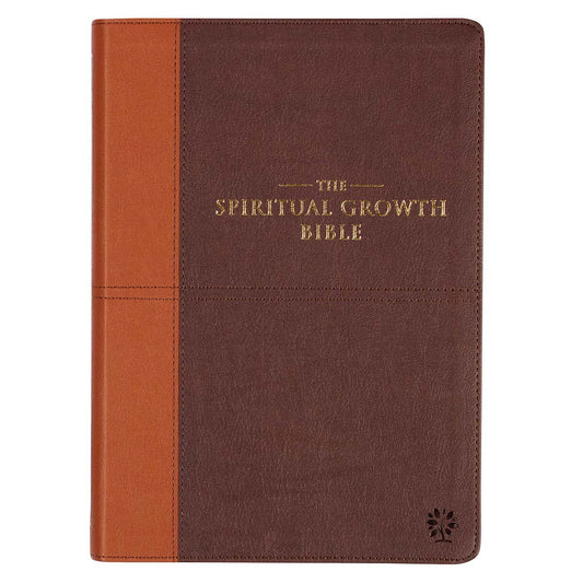 NLT Spiritual Growth Bible Two-tone Espresso and Toffee Brown Faux Leather