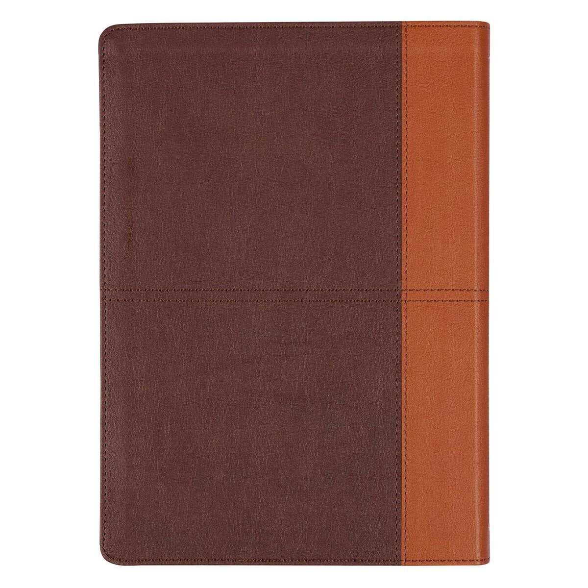 NLT Spiritual Growth Bible Two-tone Espresso and Toffee Brown Faux Leather