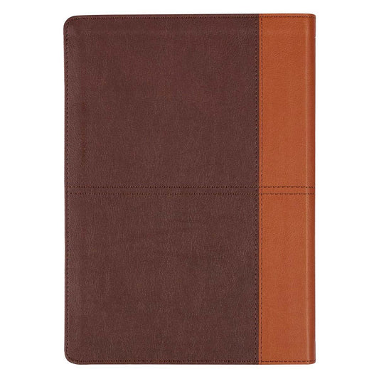 NLT Spiritual Growth Bible Two-tone Espresso and Toffee Brown Faux Leather
