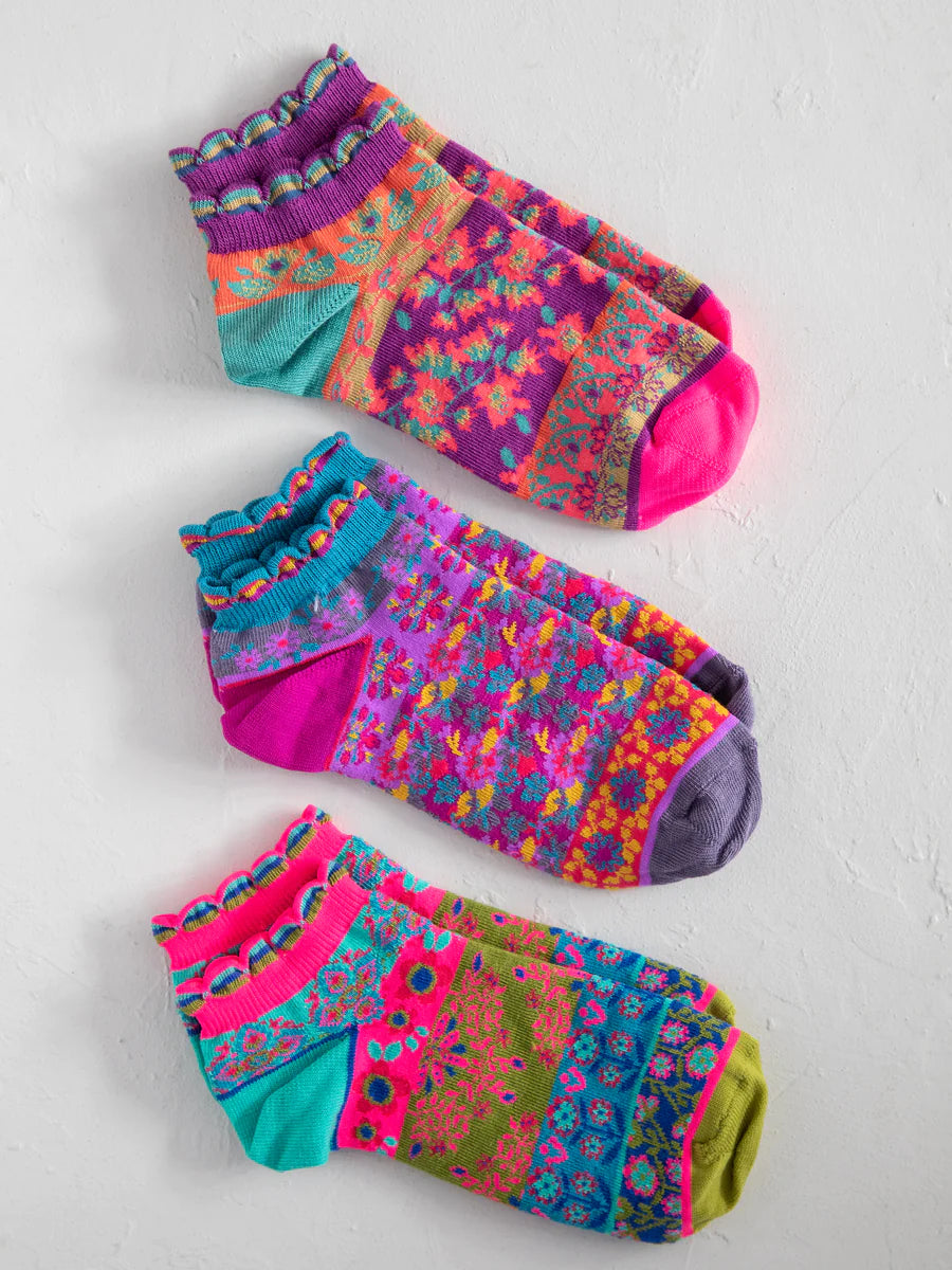Socks | Ankle Sock Set Mustard Floral