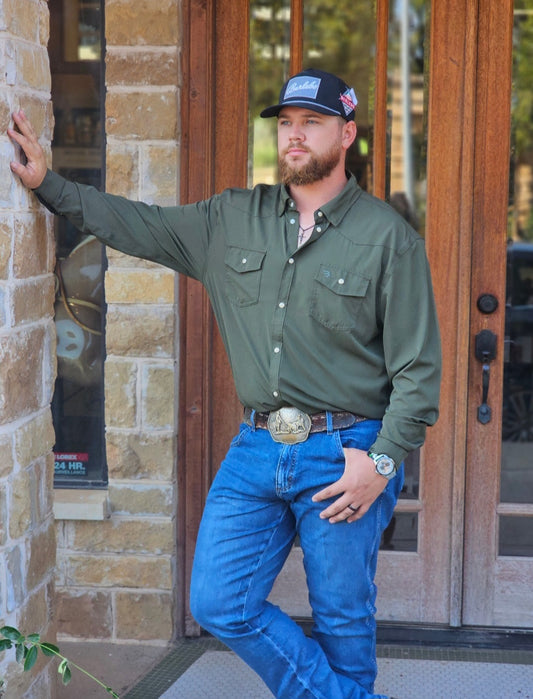 Mens | Burlebo Shirt Performance Western Mallard Green